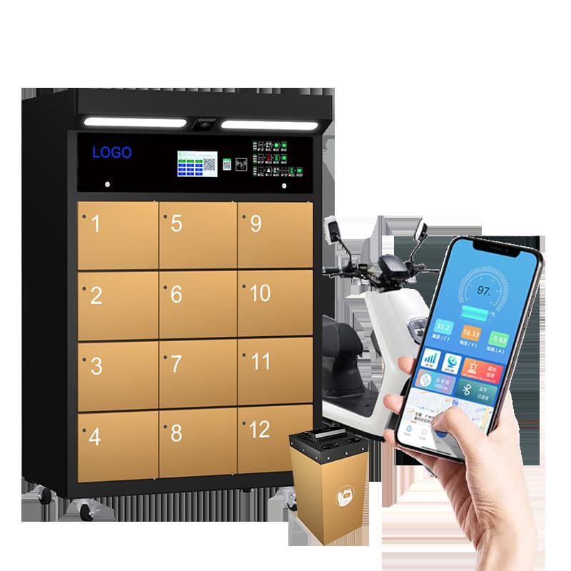 12-Bay Lithium Battery Smart Swap Cabinet - Overseas Electric Motorcycle/Tricycle Battery Charging & Exchange Station
