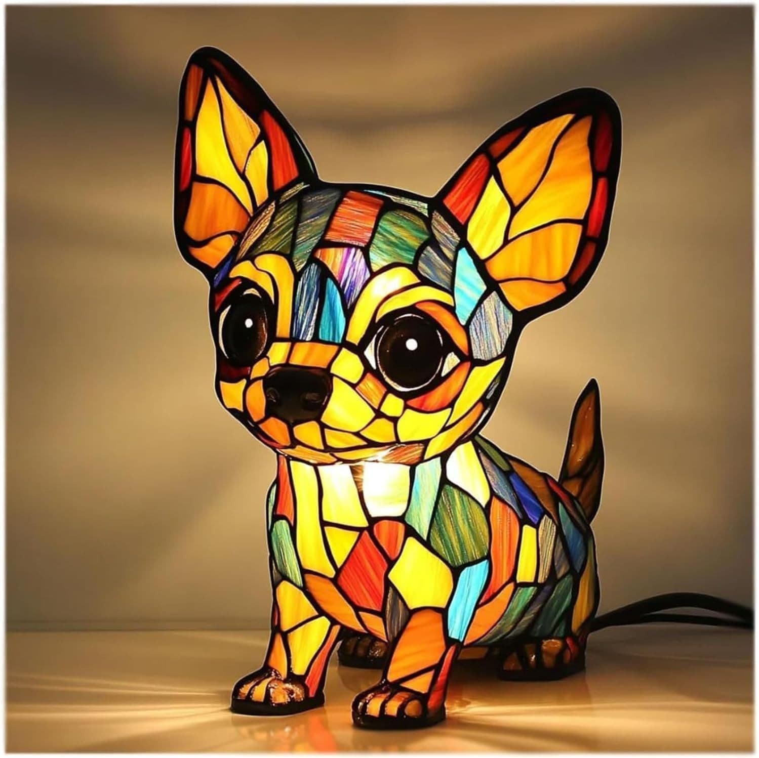 Cross-border Amazon dog series PVC ornaments LED night light geometric animal statue creative home decoration