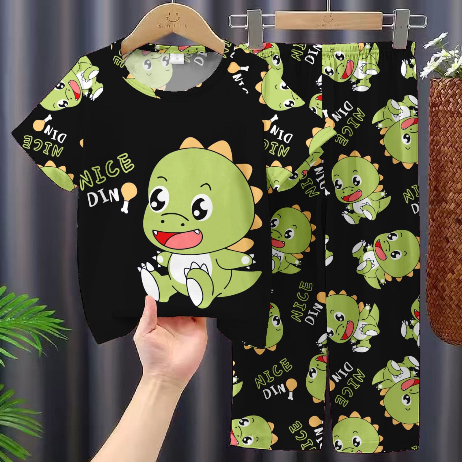 Children's Homewear Boys Short Sleeve T-Shirt and Long Pants Pajamas Summer Girls Youth Air Conditioning Suit Southeast Asia Cross-Border Wholesale