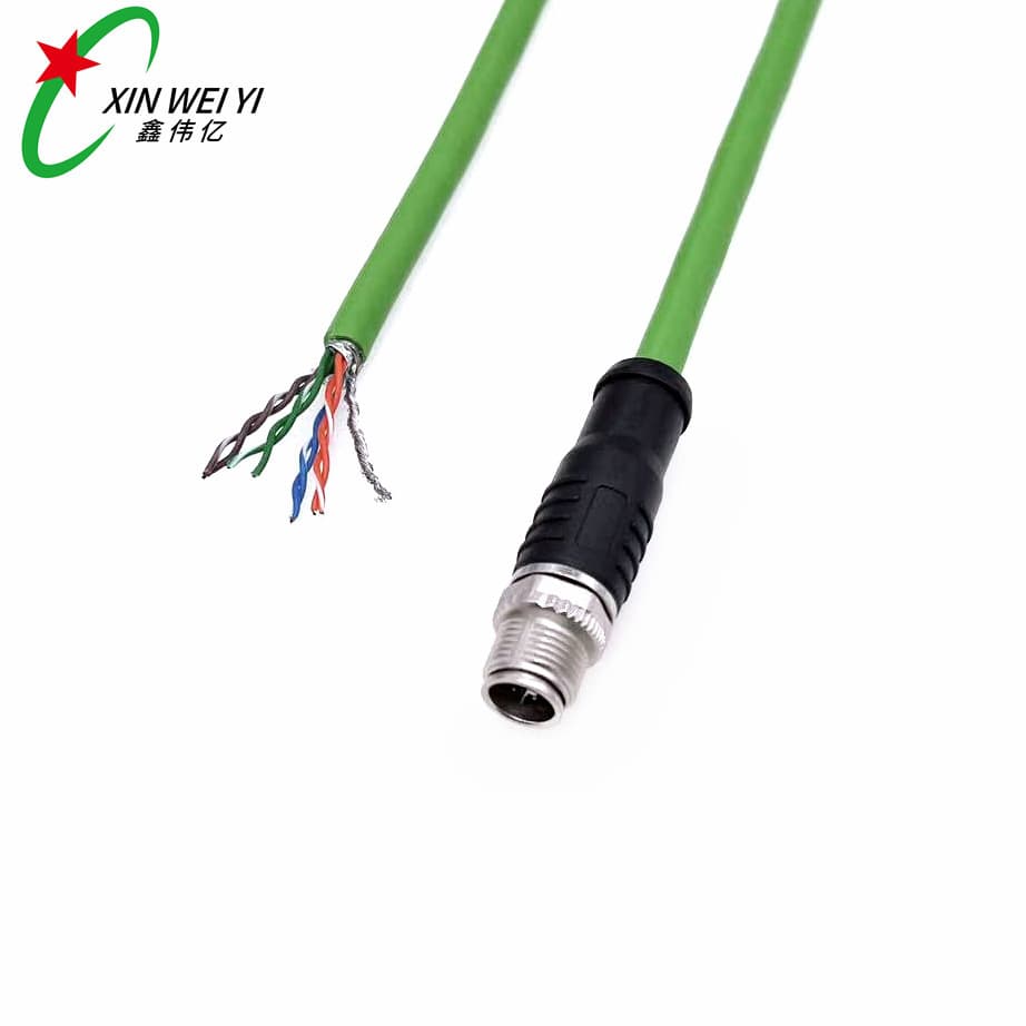 Cat6 High-Flex TPU/PUR Waterproof Drag Chain Industrial Camera Cable, M12 X-Code 8-Core Sensor