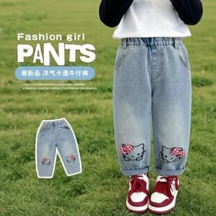Girls Spring Autumn Loose Pants Jeans 2026 New Children's Straight Pants Baby Fashionable Spring Long Pants Super Soft Cool
