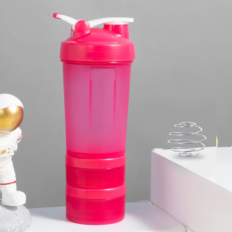 Custom Wholesale 450ml Protein Shaker Bottle with Handle, Portable Large Capacity Fitness Shaker Cup