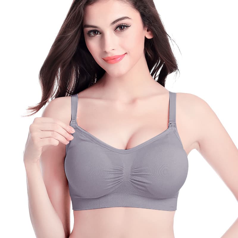 Wire-free front-opening plus-size nursing bra for pregnant women, adjustable, anti-milk leakage, and supportive for breastfeeding.