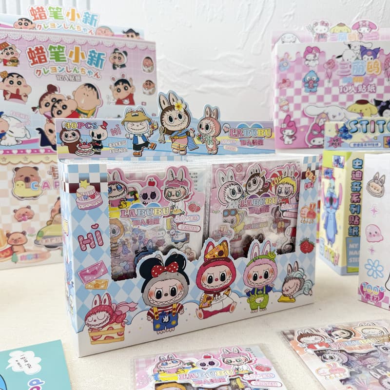 Labubu series 10-pack sticker bag note notebook Guka multi-functional decorative stickers transparent PET cartoon stickers