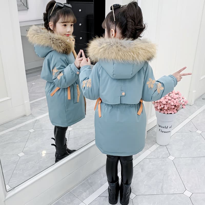 2025 New Girls' Thickened Cotton Coat, Winter Style Children's Down Parka Cotton Garment, Fashionable Winter Wear
