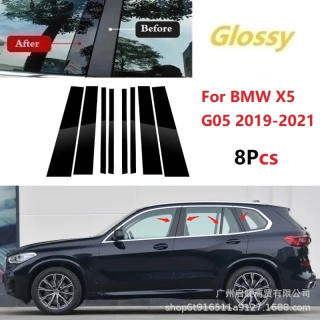 2023 Dedicated BMW X5 E53 E70 G05 Side Door Frame 2000-2006 Modified Window Trim Center Pillar Sticker