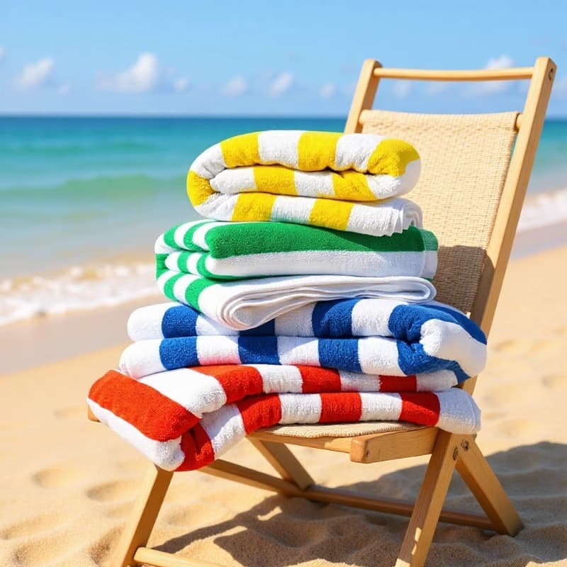 Pure Cotton Beach Towel, Absorbent, for Men and Women, Outdoor Lounge Chair Towel, Extra Large Striped, Cross-Border Amazon