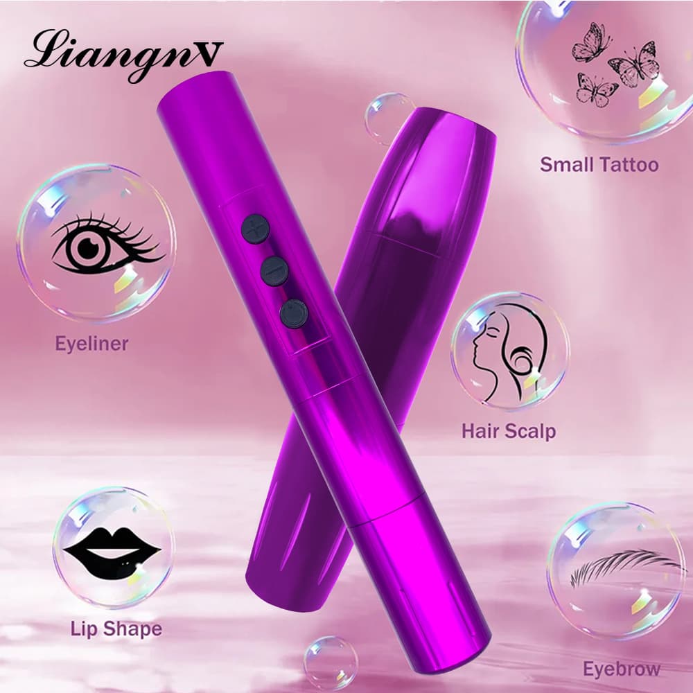 Wireless Tattoo All-in-One Machine, Plug-in or Rechargeable Eyebrow Tattoo Machine, Dotting Eyebrow Eye Lip Universal Device, Full Disposable Tattoo Machine
