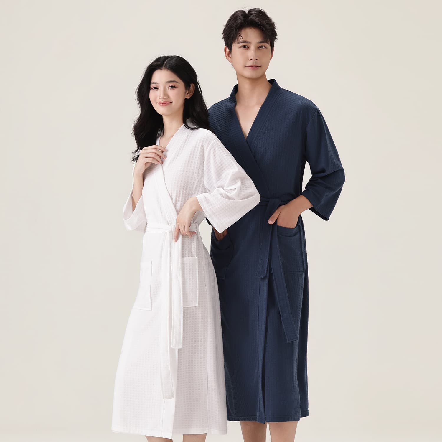 Spring and Summer Lightweight Waffle Bathrobe for Women, Couples Robe, Men's Bathrobe, Beauty Salon Sauna Suit, Health Spa Wholesale
