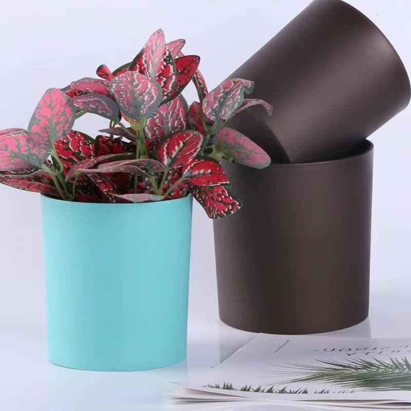 Desktop Plastic Flower Pot for Succulents and Green Plants, Round Straight Cylinder with Drainage Holes, Creative Simple Home Gardening Pot