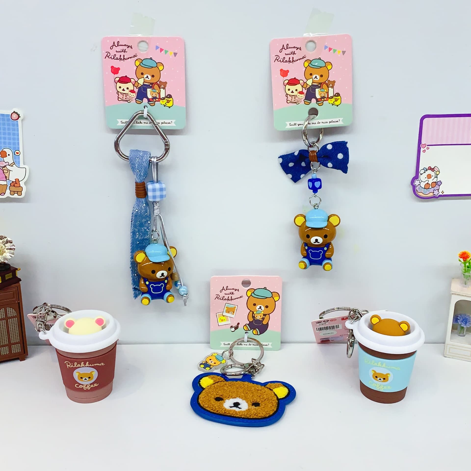New interesting and cute three-dimensional doll pendant denim bow metal buckle school bag key cute pendant gift