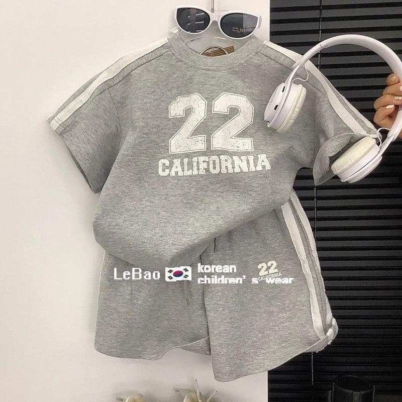 Korean Children's Summer Set 2026 New Boys Girls Sportswear Set Baby Casual Short Sleeve Shorts Two-Piece Set