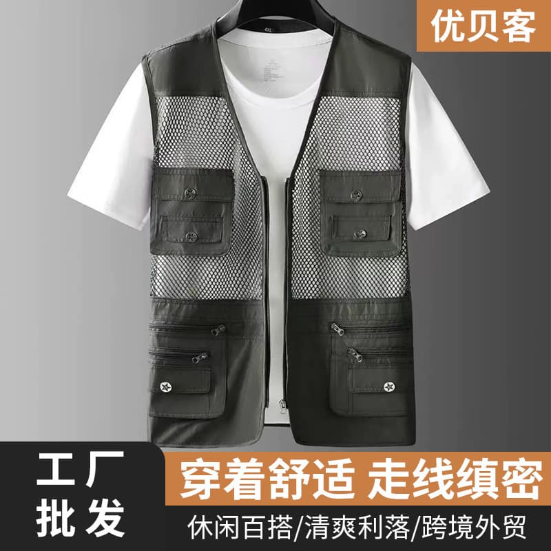 Cross-border Multi-pocket Thin Mesh Vest Fishing Vest Photography Vest for Middle-aged Men Workwear