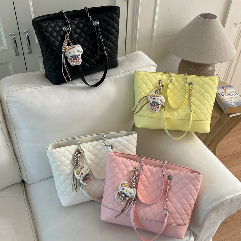 Cross-border Small Chanel-style Diamond Quilted Tote Bag for Women 2026 New Large Capacity Shoulder Bag Premium Chain Underarm Bag