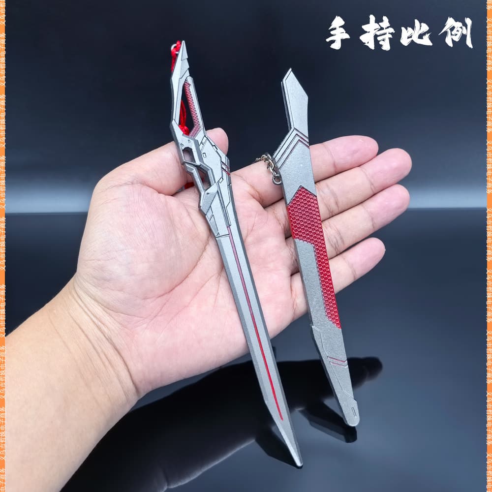 Ancient Cold Weapon 22CM Blood Shadow Battle Knife Metal Craft Knife Sheath Blind Box Series Micro Weapon