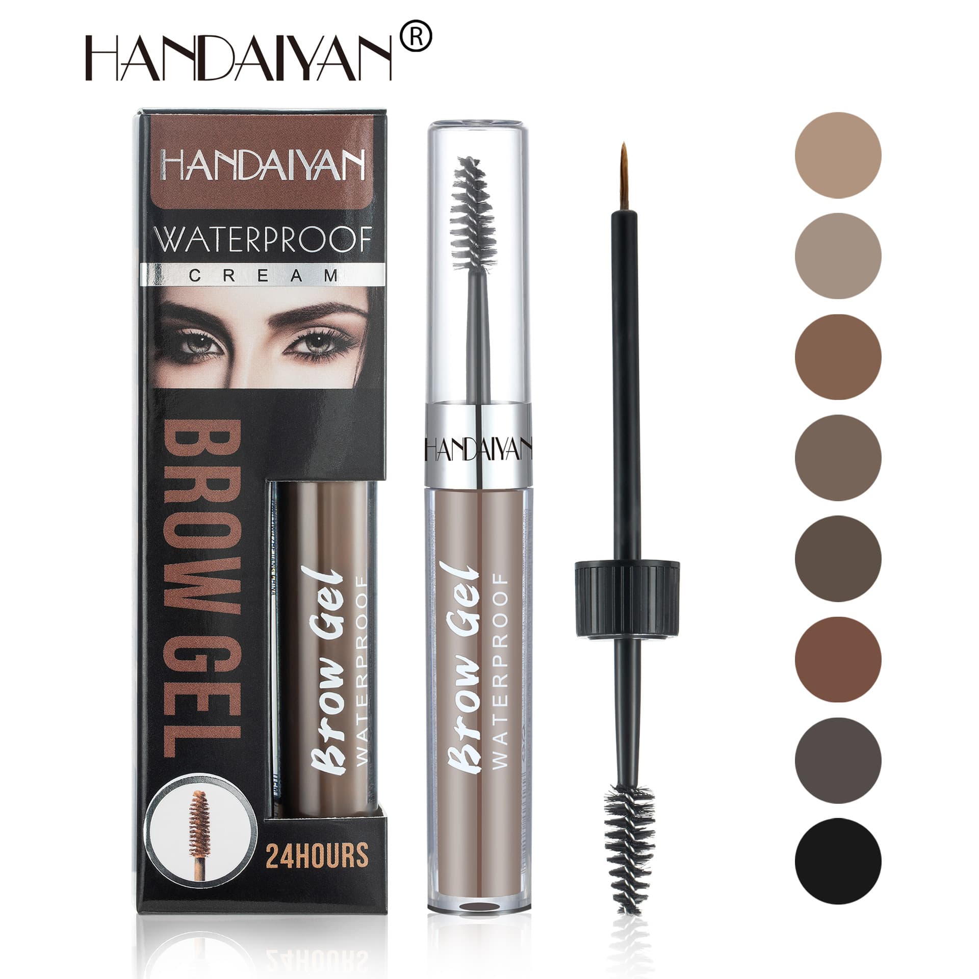 Cross-border eyebrow dye liquid 8 colors waterproof double-headed eyebrow brush HANDAIYAN easy to color long-lasting waterproof eyebrow dye liquid