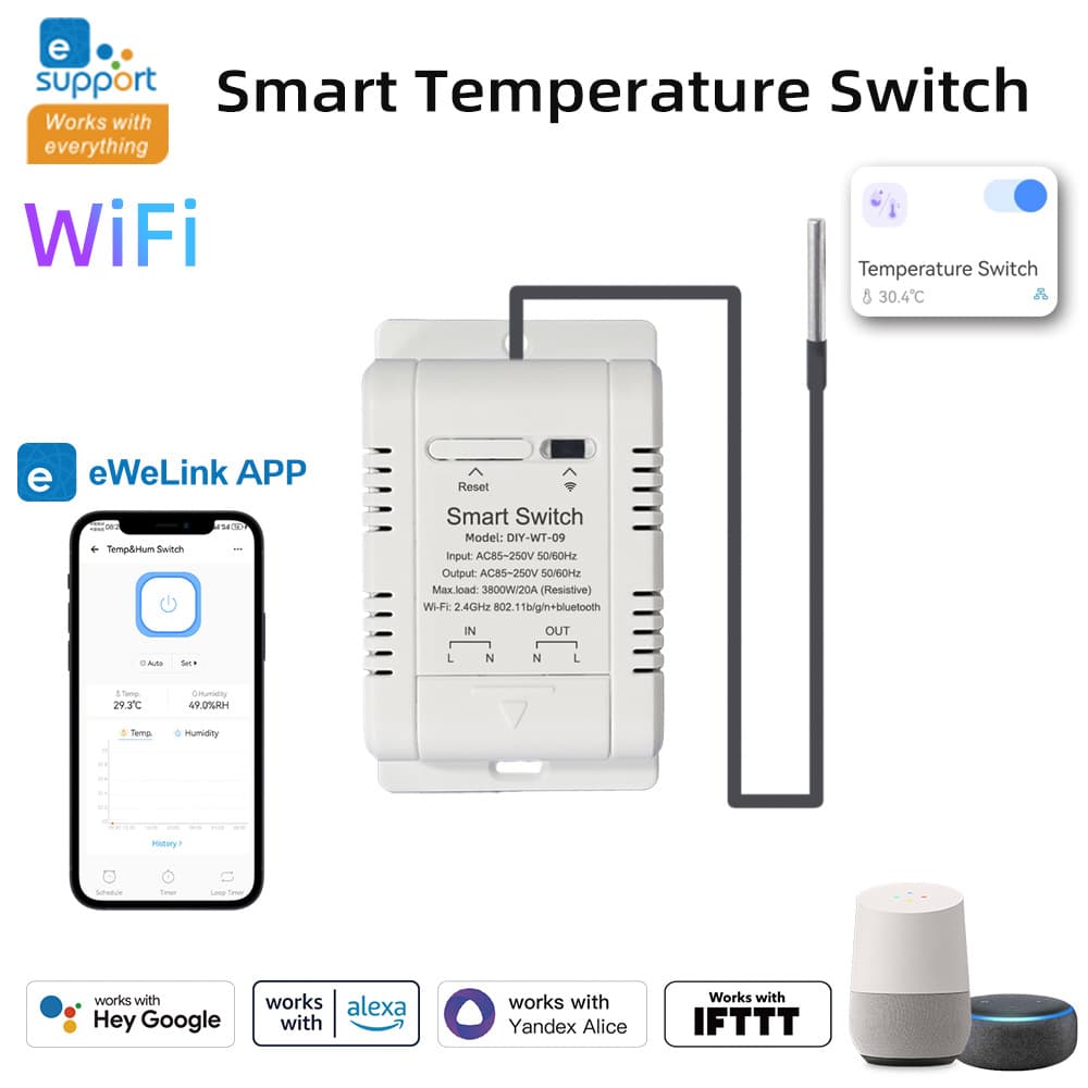 Ewelink Smart Thermostat Temperature Humidity Sensor WiFi Switch Remote Timer Scene