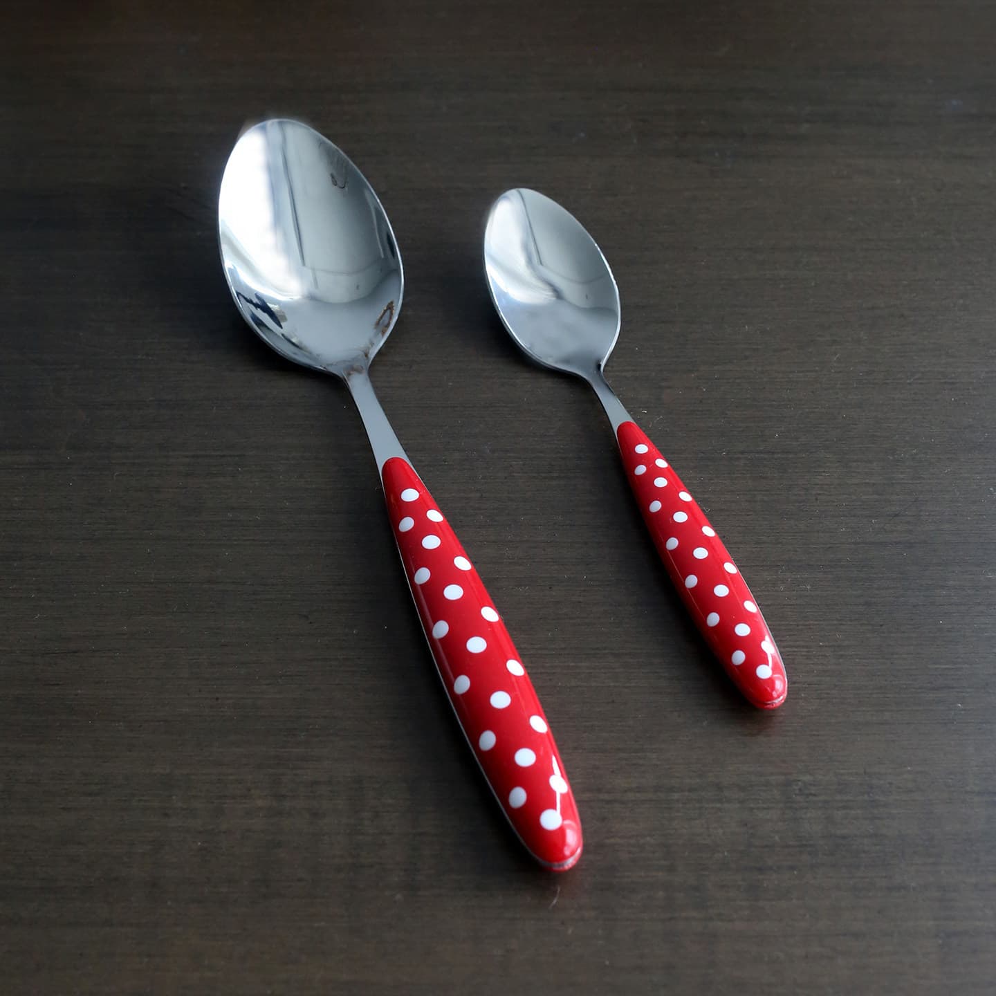 New cute French red polka dot handle stainless steel plastic handle tip spoon dessert spoon ins style large tip spoon