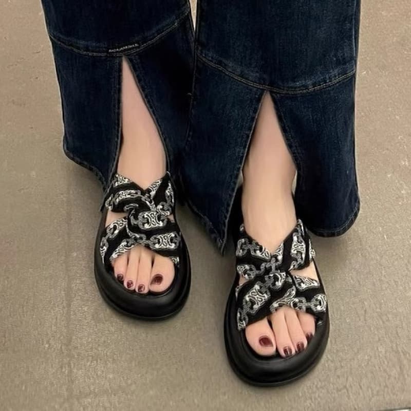 Women's Sandals for Dresses, Fairy Style Thick Sole Roman Shoes 2025 Summer New High-End Open-Toe Sandals for Outdoor Wear
