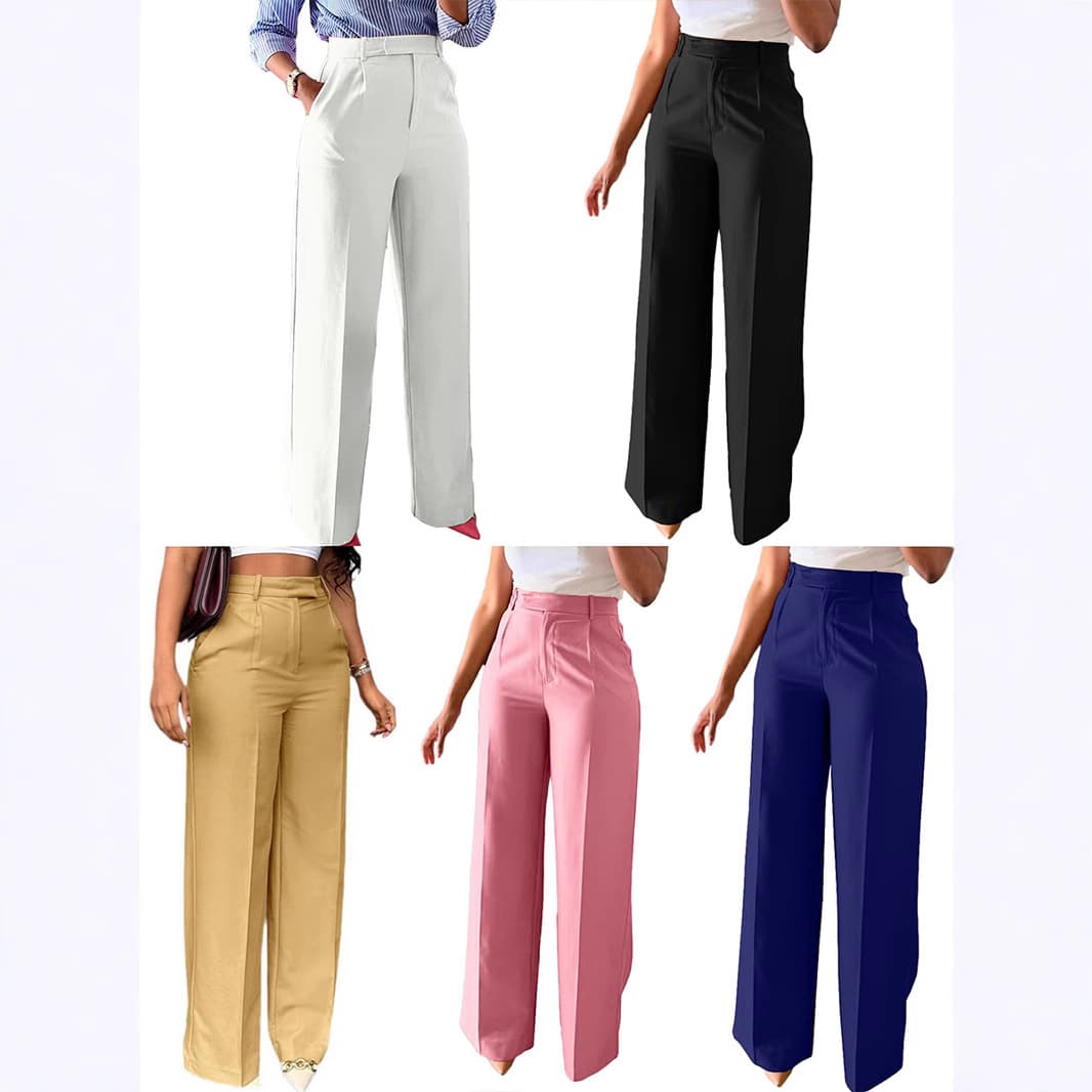 New European and American Amazon cross-border e-commerce style high-waisted straight-leg wide-leg trousers, casual suit long pants for women.