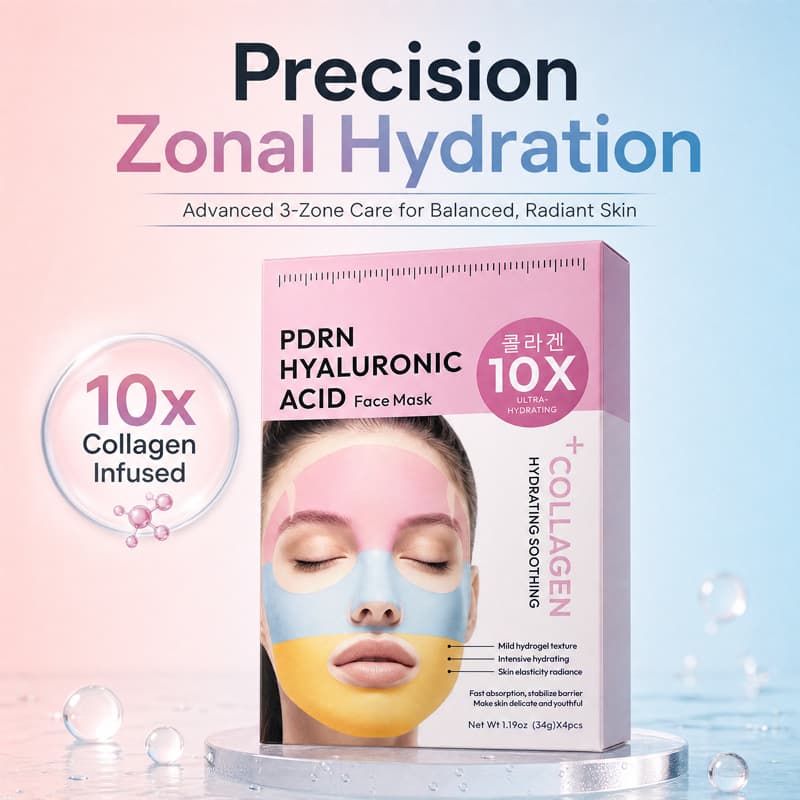Cross-border Collagen Facial Mask Grape Seed Hyaluronic Acid Three Color Mask Moisturizing Patch Mask Box