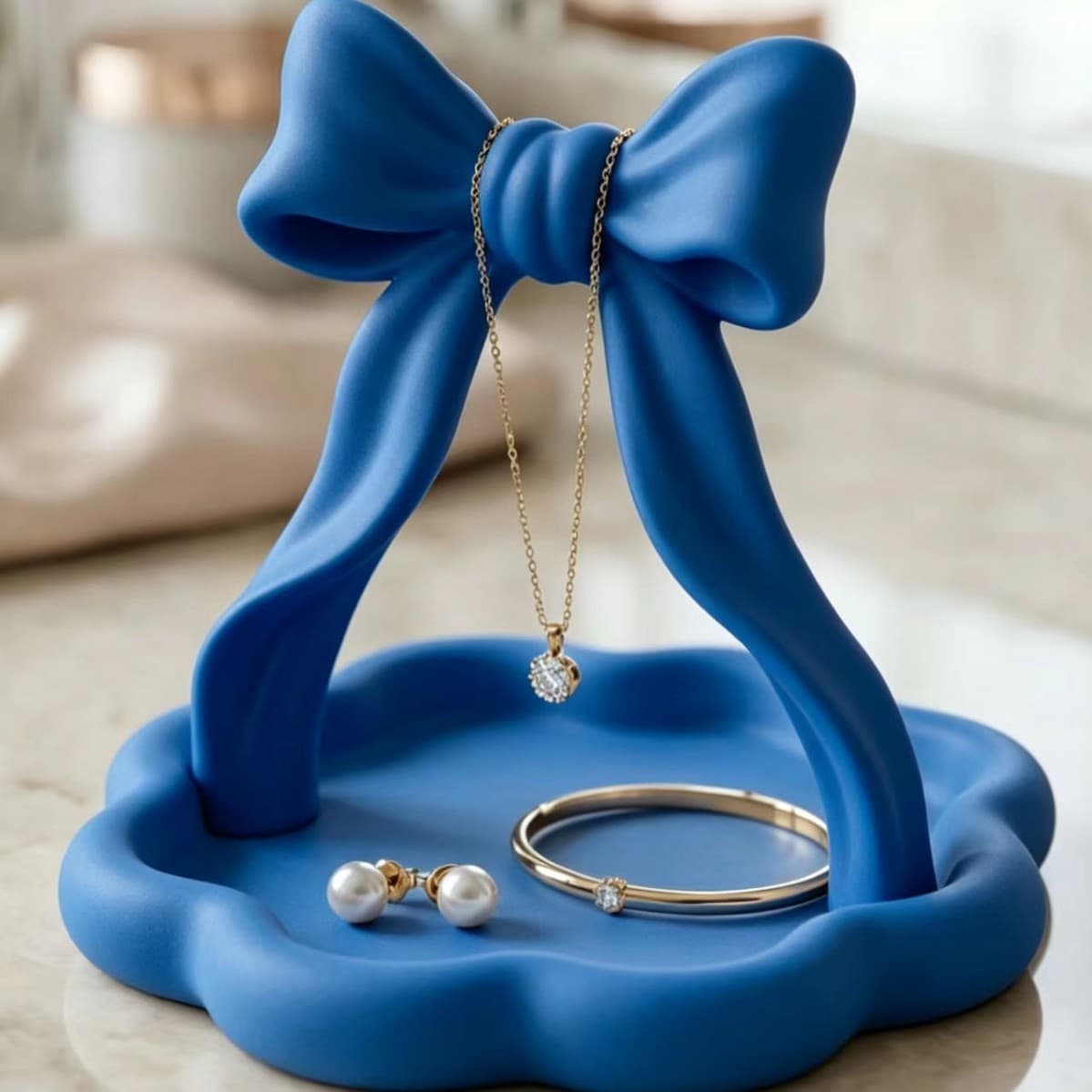 Cross-border New 3D Printed Bow Jewelry Storage Tray Home Decoration Girly Style Jewelry Tray Storage Box