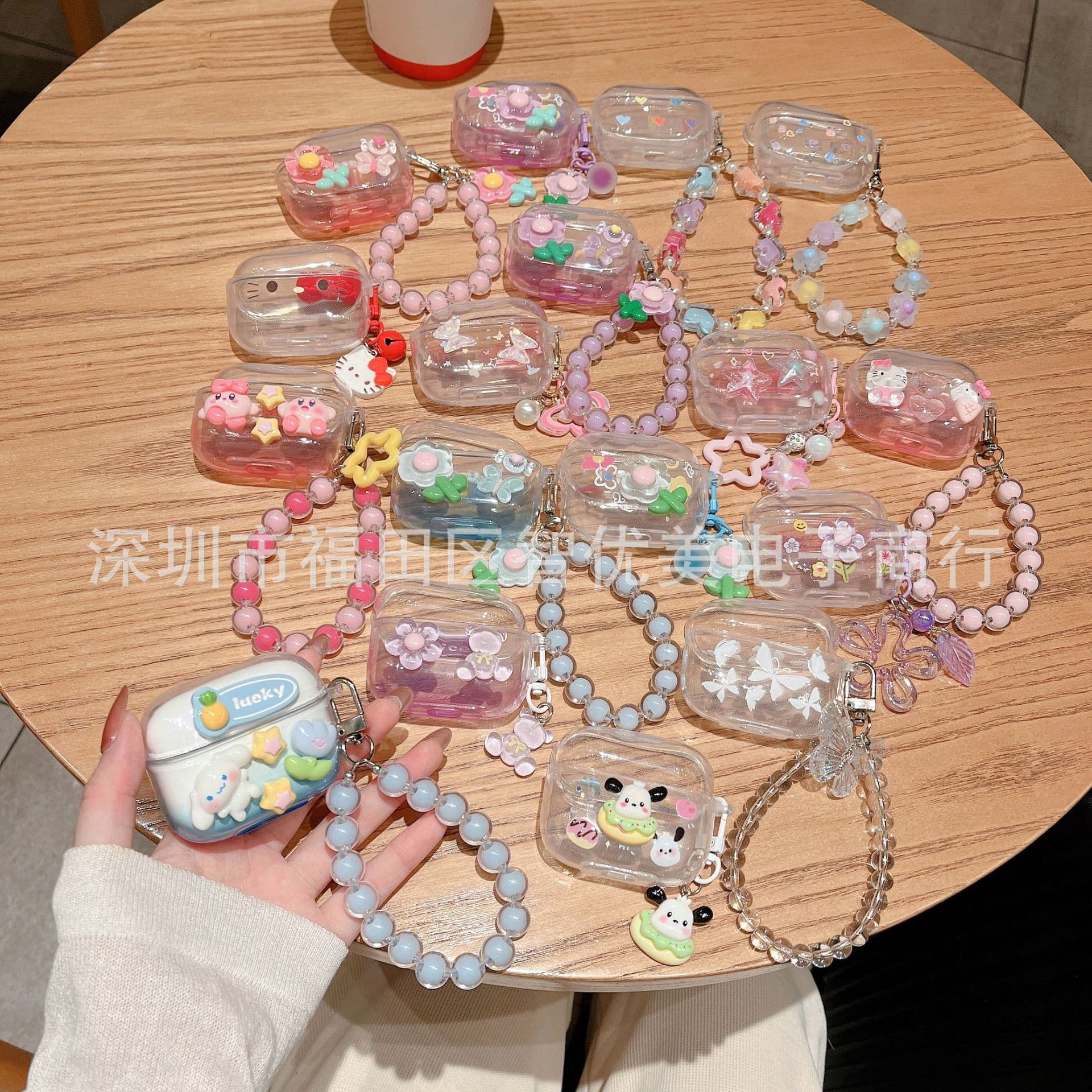 Suitable for Oppo Enco Clip Headphone Cover Cartoon DIY Transparent Flower Soft Shell R4/Air4I Bluetooth Bracelet
