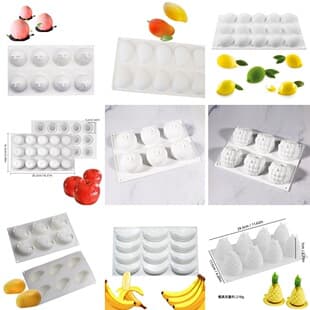 Fruit Mousse Silicone Cake Mold Blueberry Apple Lemon Pineapple Mango Handmade Soap Candle Mold Dessert Mold