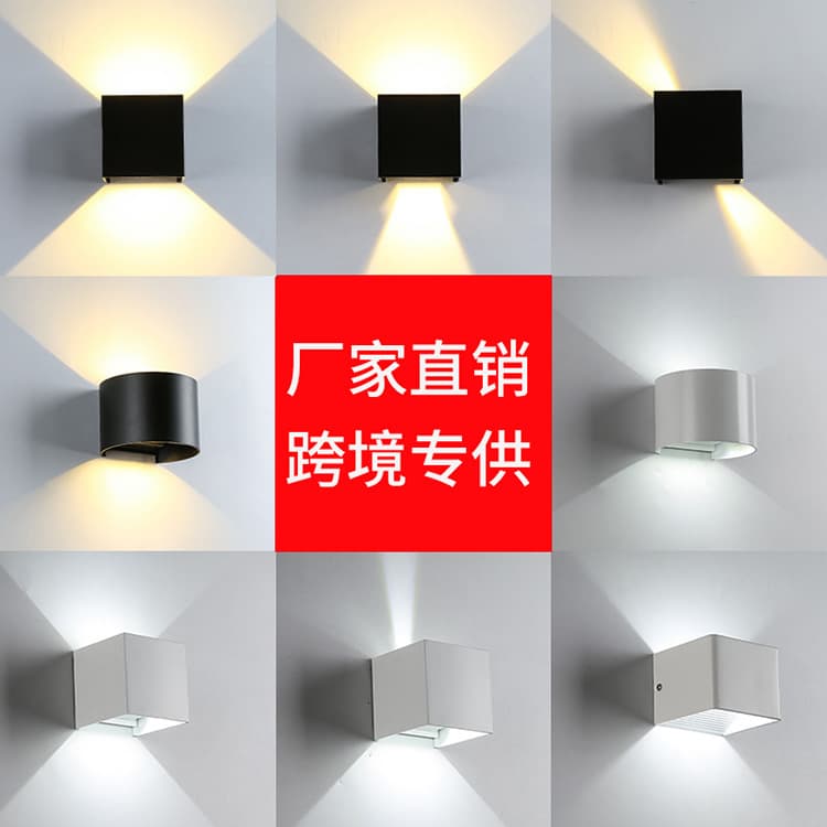 Outdoor waterproof wall lamp manufacturer supplies outdoor courtyard terrace lamp exterior wall upper and lower double head wall lamp villa exterior wall lamp