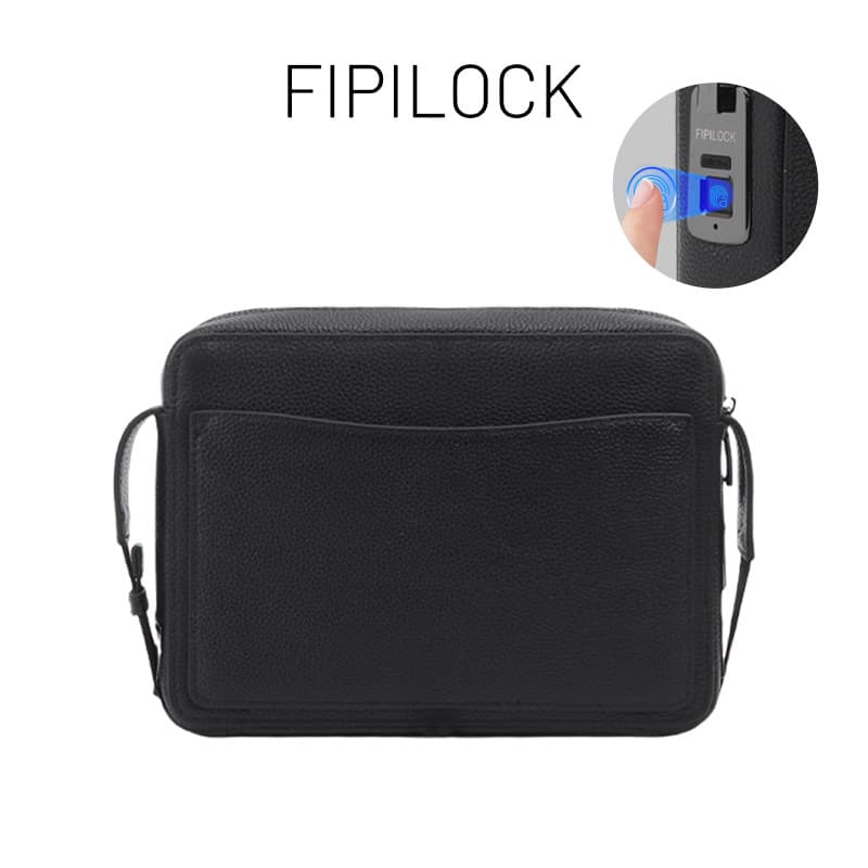 Fingerprint lock men's cross-body bag cross-border high-end business commuter bag large capacity genuine leather fashion shoulder bag men's style