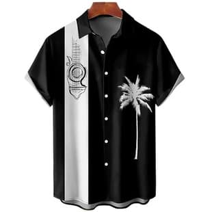 Cross-border trade summer new style plus-size men's casual slim-fit beach 3D printed short-sleeve shirt, men's shirt
