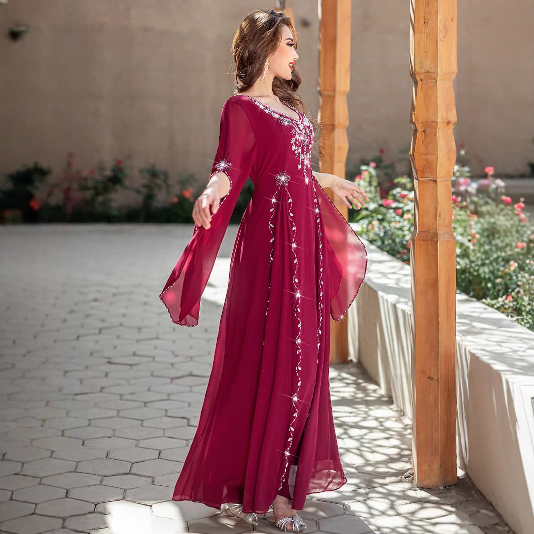 Limited Time Promotion BA5180 Women's Handmade Beaded Long Dress Fashion Evening Gown