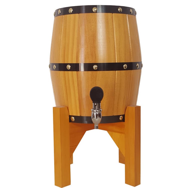 Wholesale Wooden Stainless Steel Lined Beer Barrel Oak Pine Wood Dispenser Vertical Beer Keg Round Barrel