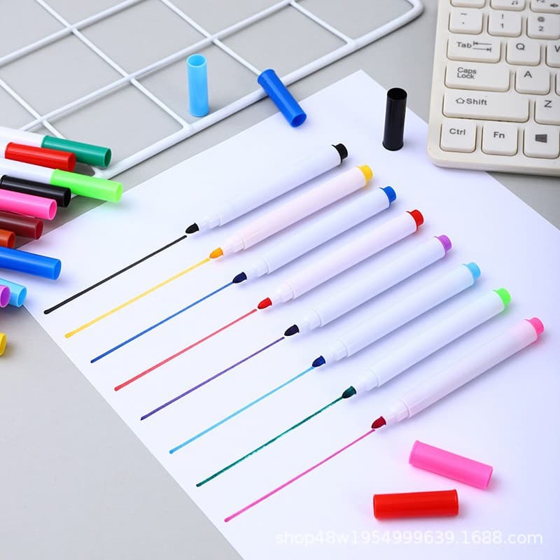 Colorful Whiteboard Markers, Water-Based, Erasable, Eco-Friendly Student Drawing Pens, Refillable, Fine Tip, Office Marker for Whiteboard Graffiti