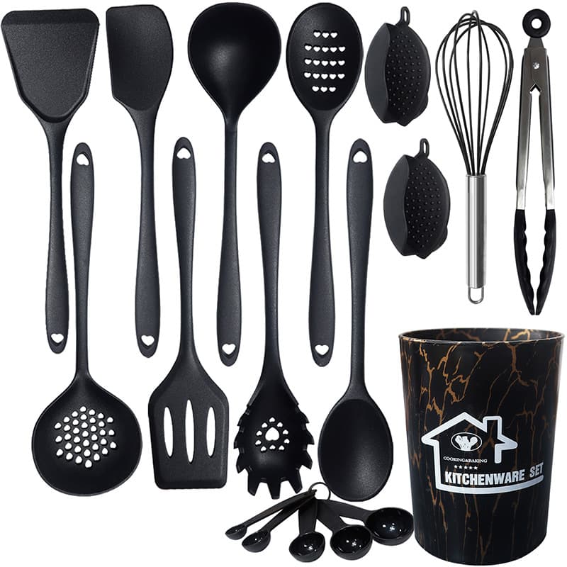 Cross-border Silicone Spatula Soup Spoon 18-Piece Set, Food-Grade Silicone Spatula Non-Stick Pan High-Temperature Resistant Silicone Kitchen Utensil Set