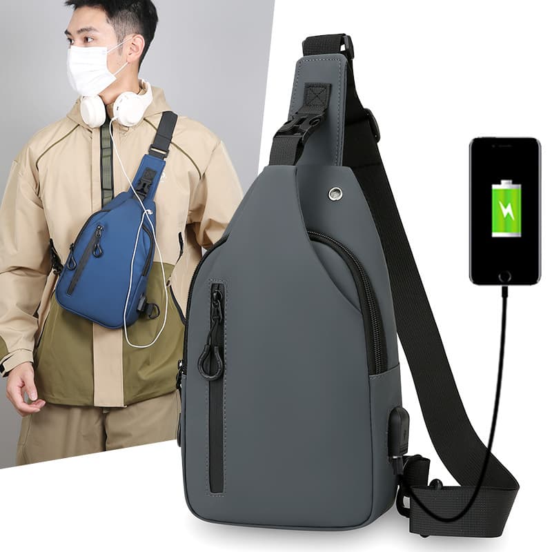 Cross-border new chest bag men's high-end cross-body bag men's water-repellent shoulder bag shoulder bag USB charging chest bag