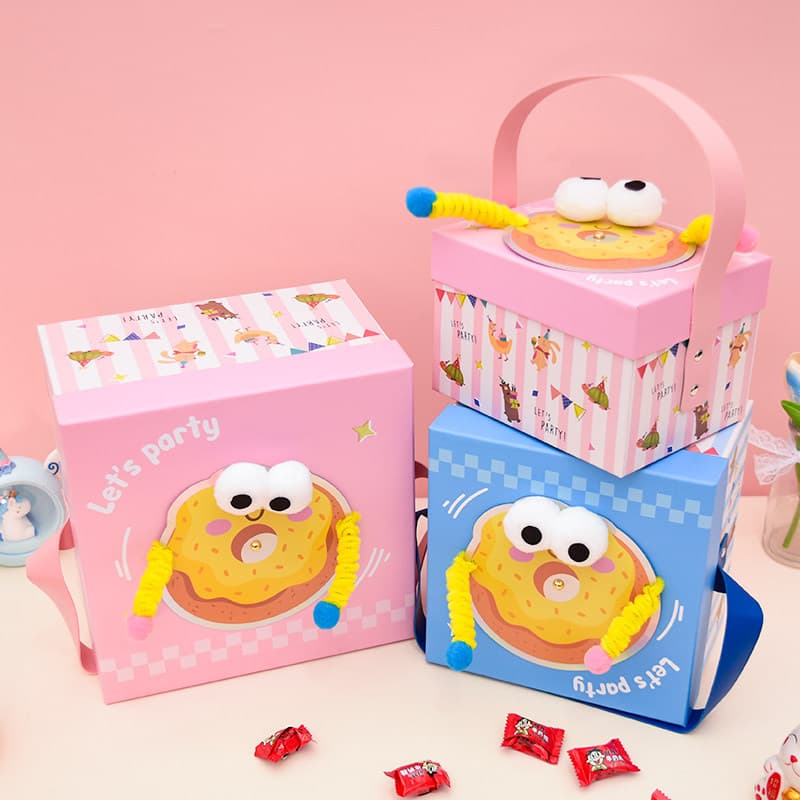Baby full moon souvenir 10th birthday gift box 100-day banquet return gift snacks cartoon gift packaging box empty box