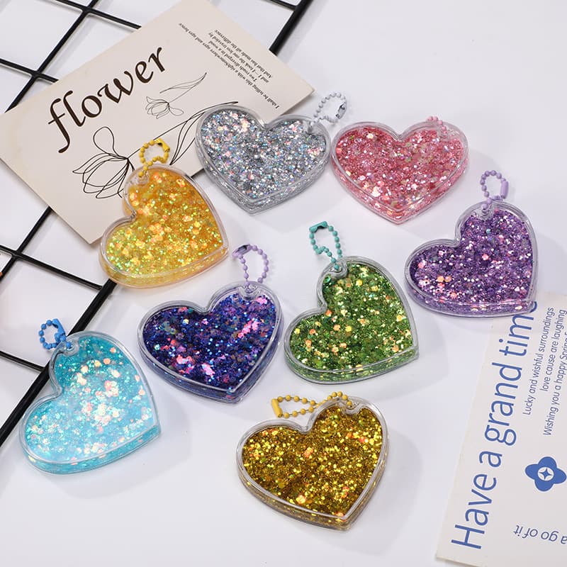 Creative Oil-Filled Heart Shape Sand-Flow Grg Card Bricks Children Gifts DIY Sand-Flow Grg Card Disc Mahjong Sand-Flow Bricks Factory Direct
