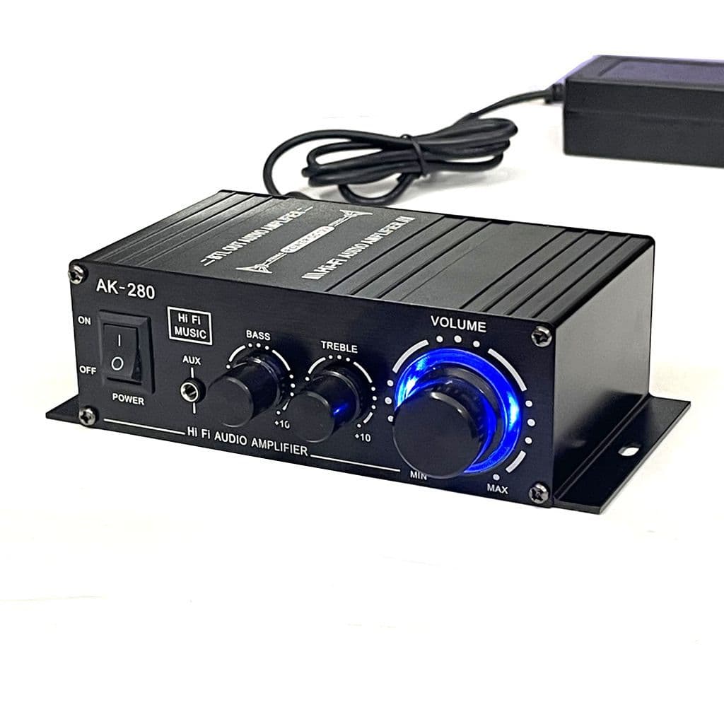 AK280 Amplifier Booster for Computer Bookshelf Speakers, 12V Car Motorcycle CD Audio Amplifier