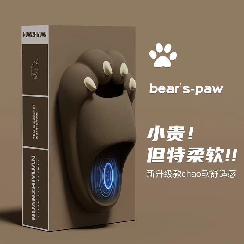 Bear Claw Sandals for Men Summer Outerwear Cute Home Indoor Couples Thick-soled Anti-Slip EVA Baotou Slippers for Women