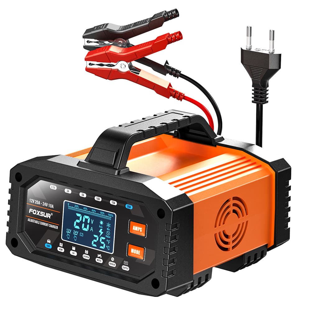 20A 12V/24V Portable Car Motorcycle Battery Charger Lithium Lead-Acid AGM Maintenance-Free Charger