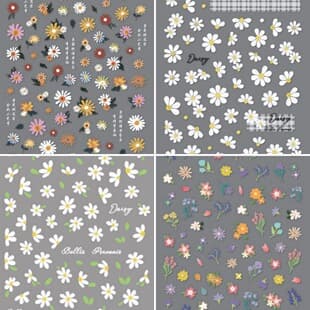 Douyin Monet Garden Nail Stickers Colorful Flower Chrysanthemum Nail Art DIY Self-Adhesive CCD Phone Case Stickers