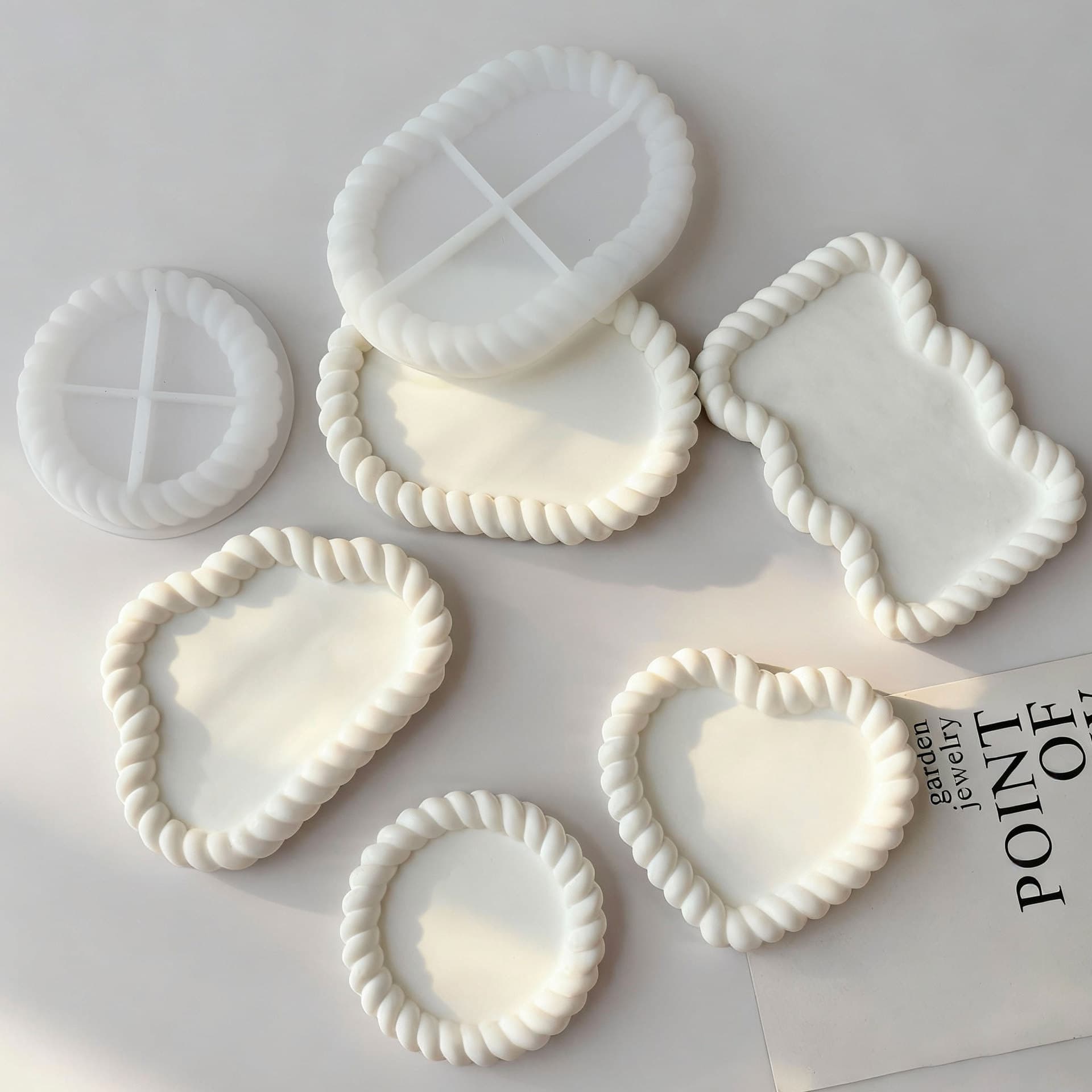Twisted hemp rope cement plaster coaster silicone mold diy crystal glue storage tray plaster abrasive tools wholesale