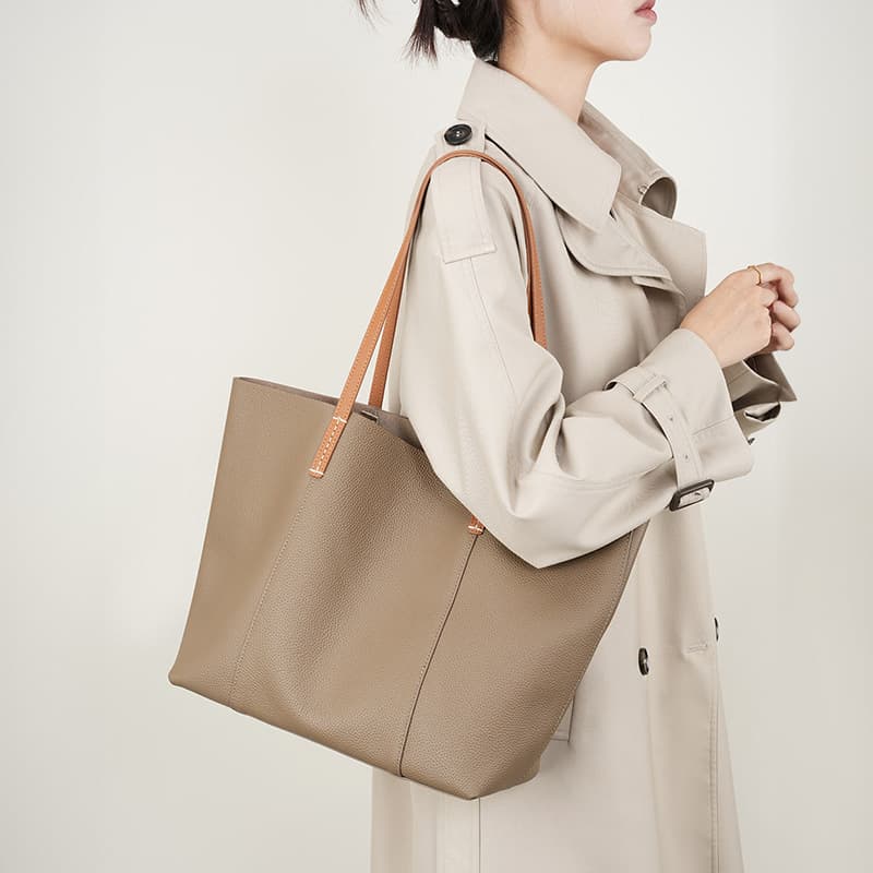 2026 New Women's Top Layer Cowhide Handmade Tote Bag, Commuter Bag, Large Capacity Handheld Shoulder Bag