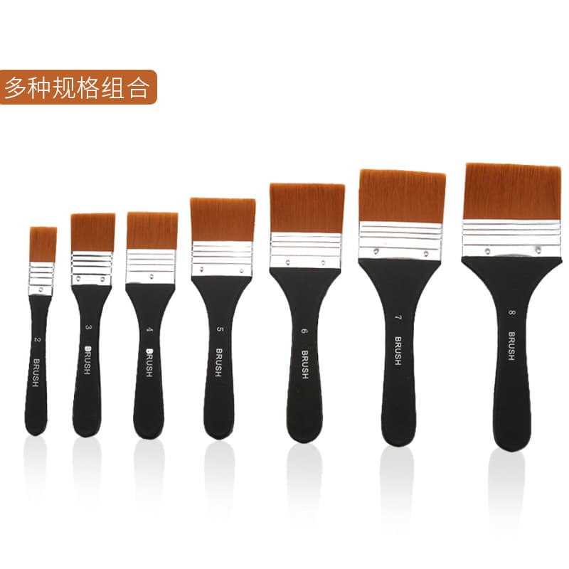 Cross-border G1754 Nylon Flat Brush Set for Watercolor, Oil Painting, Wall Painting, and Art Brushes Wholesale
