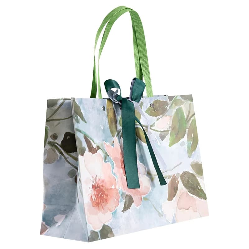 Custom Eco-Friendly Printed Paper Gift Bags Party Carrier Bags with Tie Bow Paper Bags