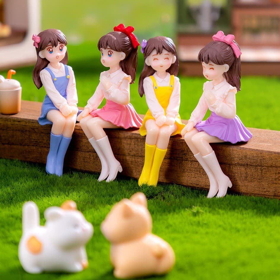 Micro landscape creative bestie girl doll diy decorative accessories office desktop car central control small ornaments
