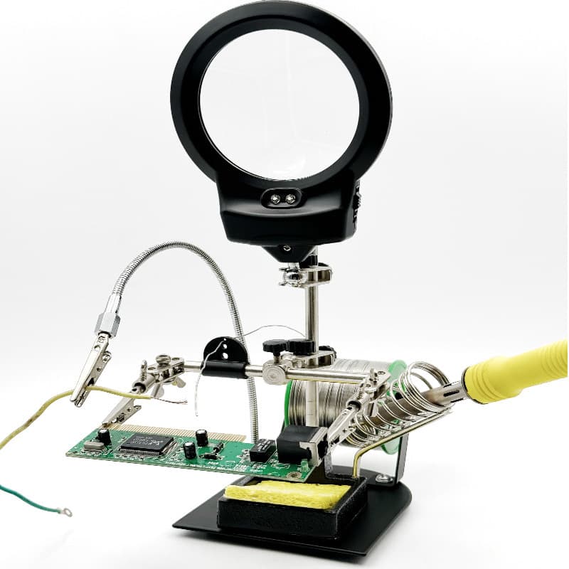 LED lamp desktop magnifying glass magnifying glass circuit board welding auxiliary alligator clip tool with light pcb circuit