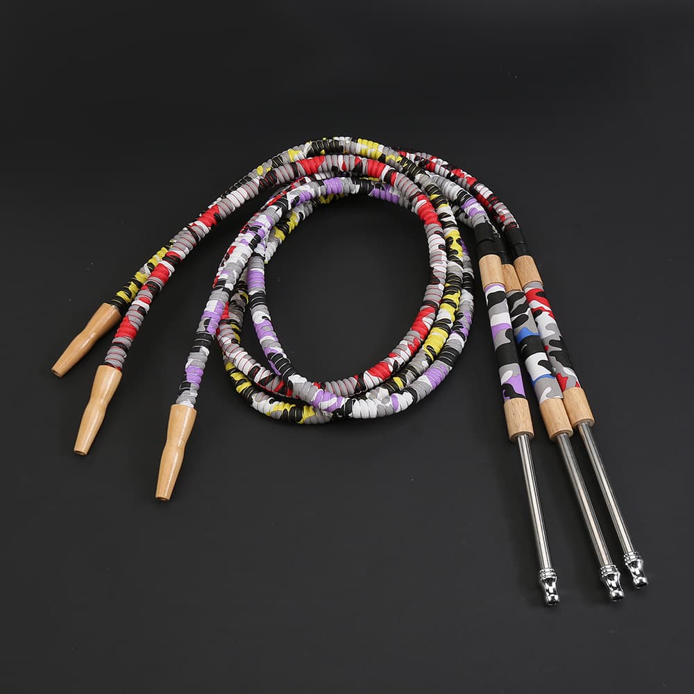 Camouflage leather Arabic hookah hose wooden handle metal mouthpiece hookah shisha hookah pipe accessories