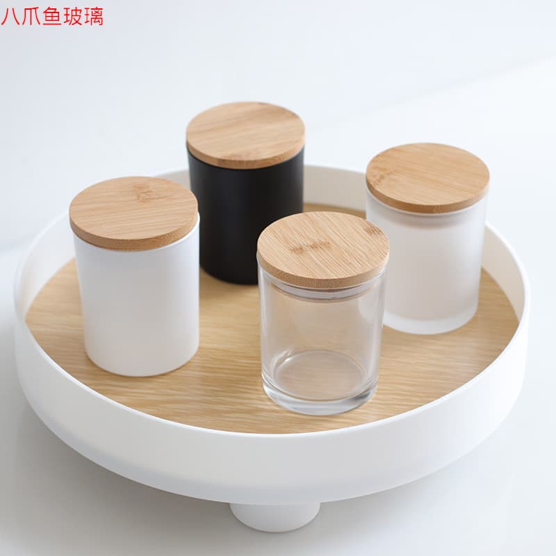 Amazon Glass Candle Cup Aromatherapy Candle Holder DIY Empty Cup Container Wooden Lid Glass Cup Flameless Aromatherapy Empty Bottle